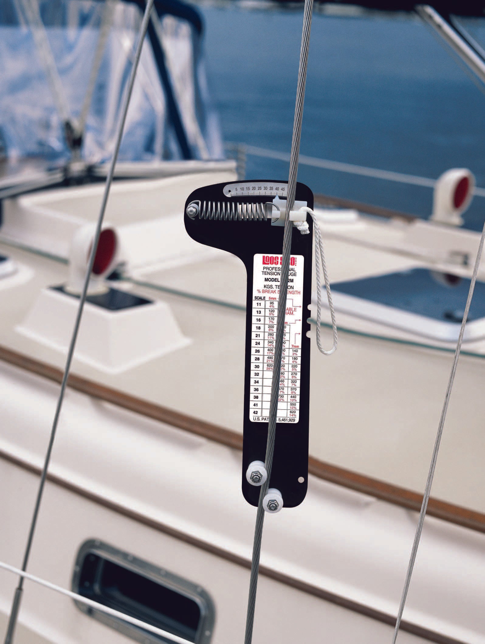Tension gauge on sail boat